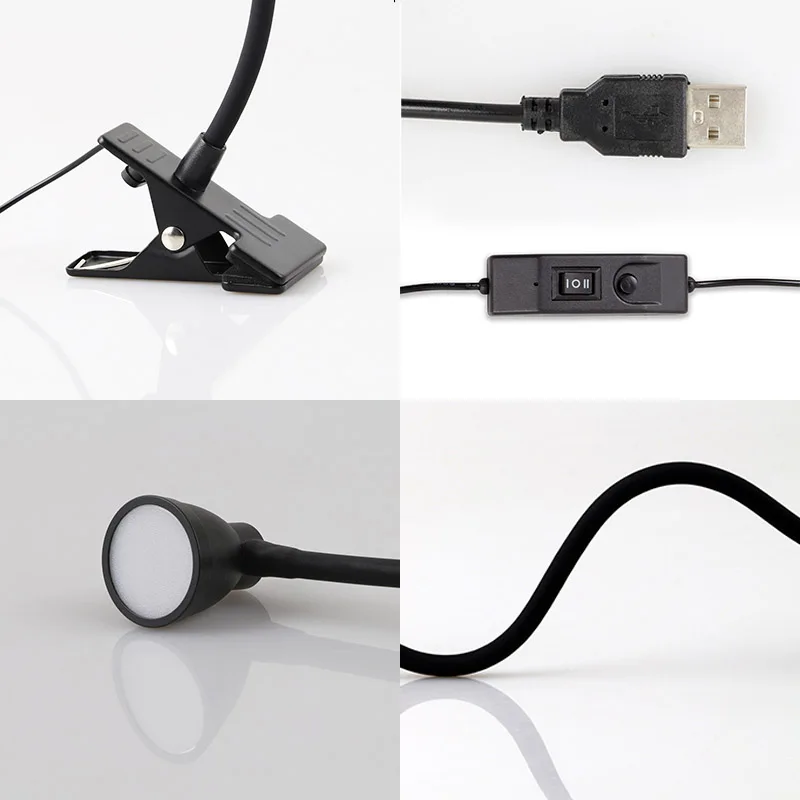 TZ Usb светодиодный Настольный светильник с зажимом регулируемой яркостью гибкий