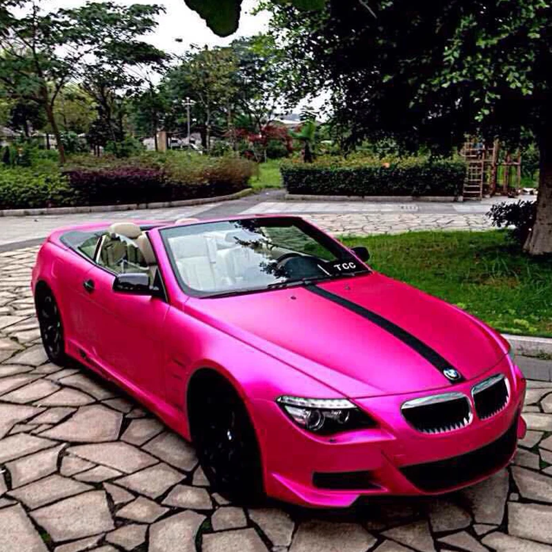 TSAUTOP 1.52x18m air free bubbles rose red matte chrome ...