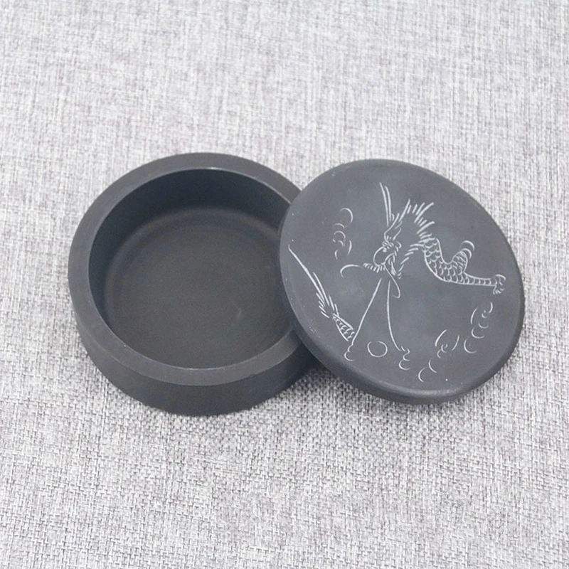 

1 Piece Round Chinese Traditional Calligraphy Ink stone for Grinding Ink 10x2.5cm 800g