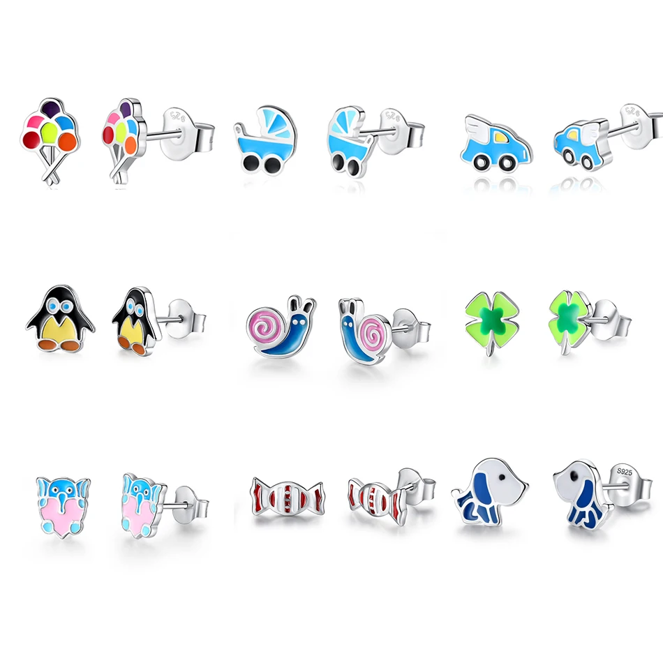 

EVOJEW Animal Collection Enamel Honeybee Women Children Stud Earrings Original 925 Sterling Silver Childrens Day Jewelry Gift