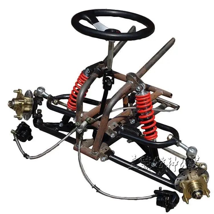 Kart Go-Kart Chassis Vorne Hinterachse Swingarms Wishbones Lenkung Rack Rad  Suspensionen 60V 1000W Getriebe Motor Mit räder