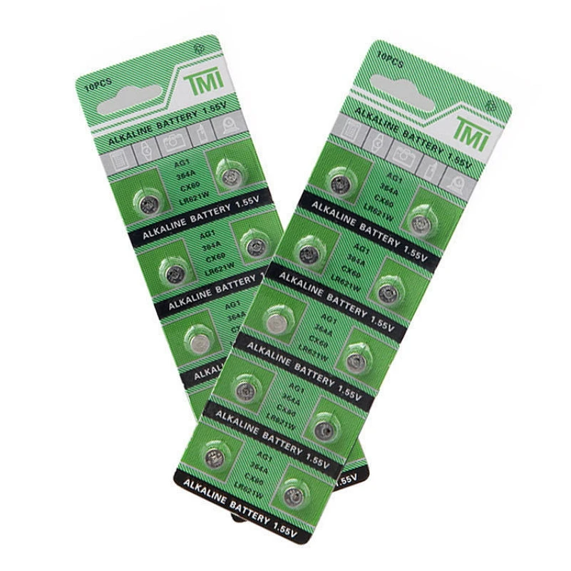 200Pcs/lot=20cards AG1 Alkaline Cell Batteries AG1 364 364A Cx60 LR621W 1.55V Alkaline Coin Cell Button Batteries For Watch Toys