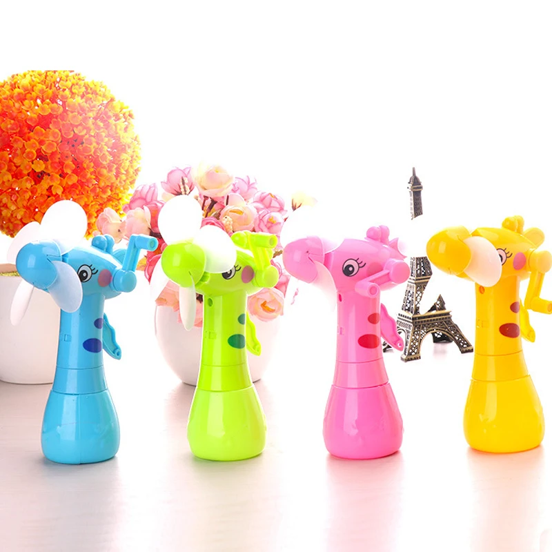 

Mini Fan Cartoon Giraffes Portable Hand Held Desk Humidification Kid Montessori Toy Handheld Ventilador Water Mist Fan for Child