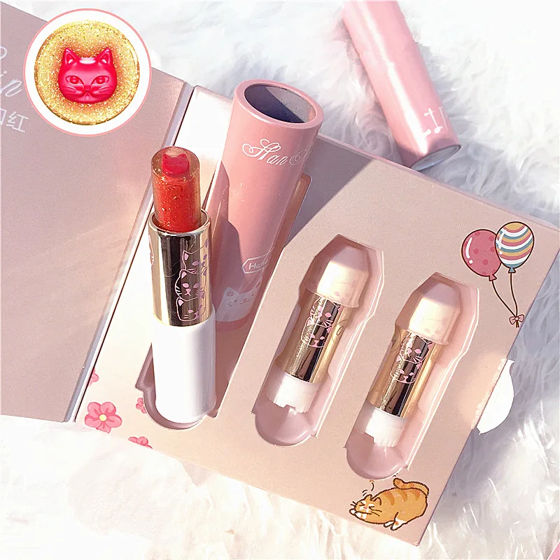 Sexy Girl Cat Jelly Sandwich 1+2 Lipstick Lip Gloss Set Moisturizing Care Lip Gold Foil Long Lasting Waterproof Lipstick Makeup Sexy Girl Cat Jelly Sandwich 1+2 Lipstick Lip Gloss Set Moisturizing Care Lip Gold Foil Long Lasting Waterproof Lipstick Makeup