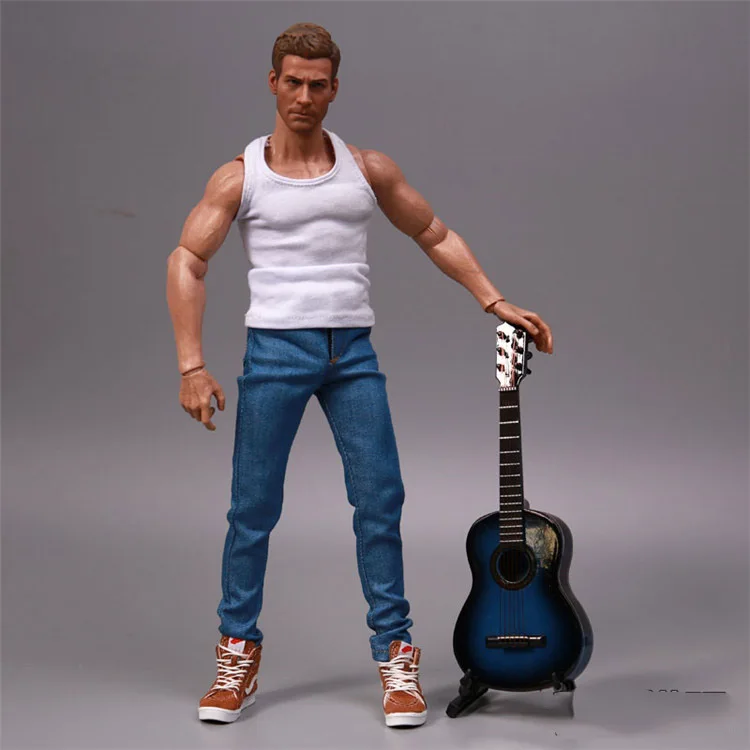 Mini Guitar 1/6 Scale Model Classic Style Blue Color Action Figures BJD Dolls  Accessories Collections