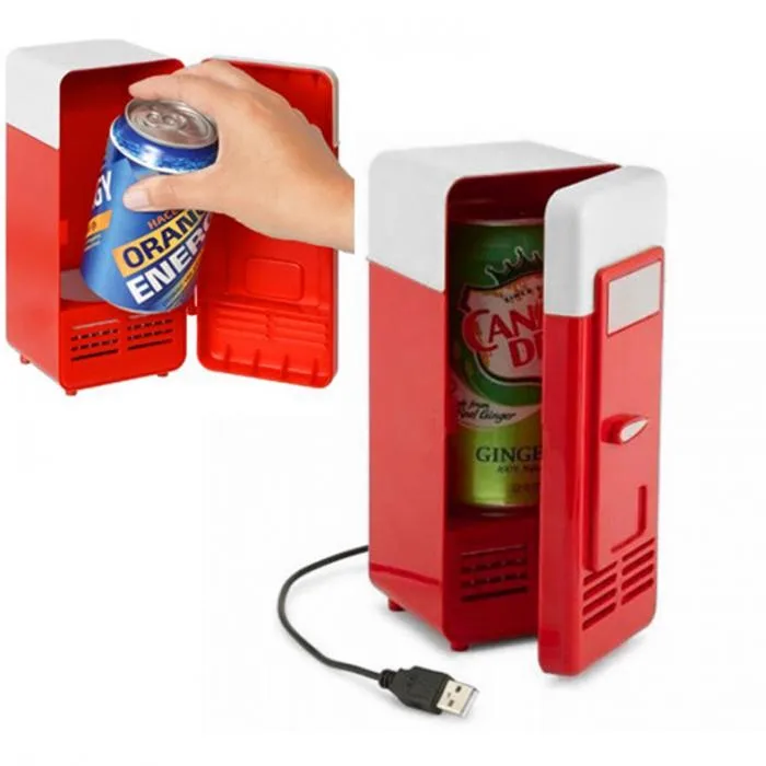 

Creative computer USB gadget USB fridge heat & cold 2 in 1 black red colors for cola and cup using at computer and power bank