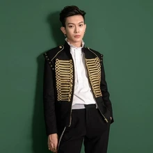 Роскошная мужская Золотая окантовка Ренессанс короткий смокинг куртка/сценическая куртка для выступления/сцена/stuido/клуб/Азия размер куртка