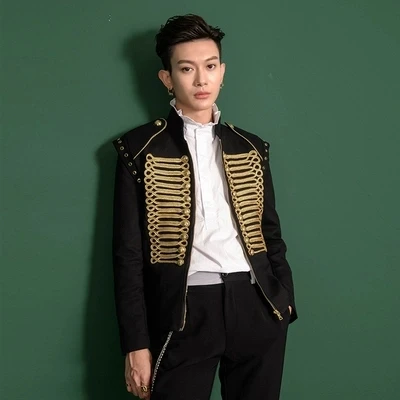 

luxury mens golden piping Renaissance short tuxedo jacket/stage performance jacket/stage/stuido/club/ ASIA SIZE jacket
