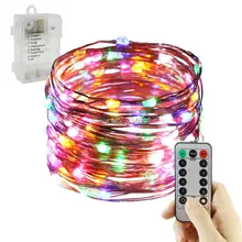 3AA на батарейках 10 м/33 фута 100LED медный провод гирлянды, Звездные гирлянды Рождественские декоративные огни с пультом дистанционного управления