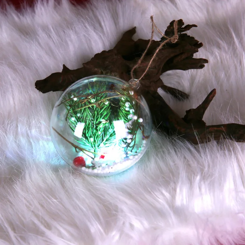 Clear Plastic Ornaments Fillable Christmas Tree Balls Led Light For 