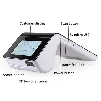 

Portable bluetooth android tablet bill payment pos machine for pos system with customer display