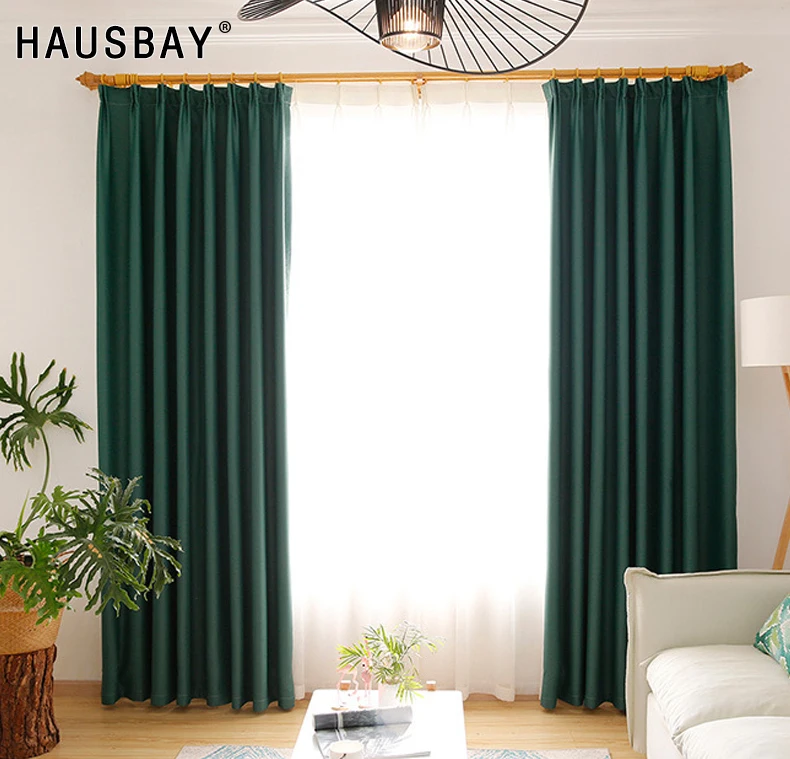 

High Shading Malachite Green Blackout Curtains for Bedroom Living Room Blinds Window Treatment Drapes CT1003-3