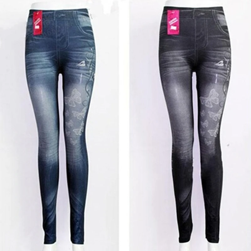 2019 المرأة الجديدة الأزياء الكلاسيكية بسط بنطال رهيف مثير تقليد جان نحيل الرجل Jeggings فراشة طباعة السراويل قيعان 2019 المرأة الجديدة الأزياء الكلاسيكية بسط بنطال رهيف مثير تقليد جان نحيل الرجل Jeggings فراشة طباعة السراويل قيعان