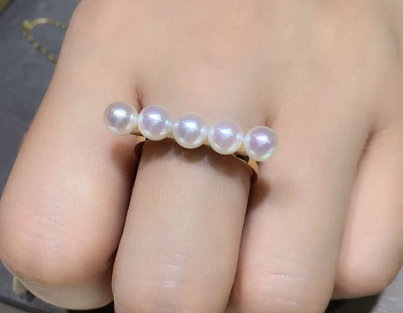 

Yoshow/ Yu 18K Gold Akoya show balance Japan Sea pearl pearl ring ring