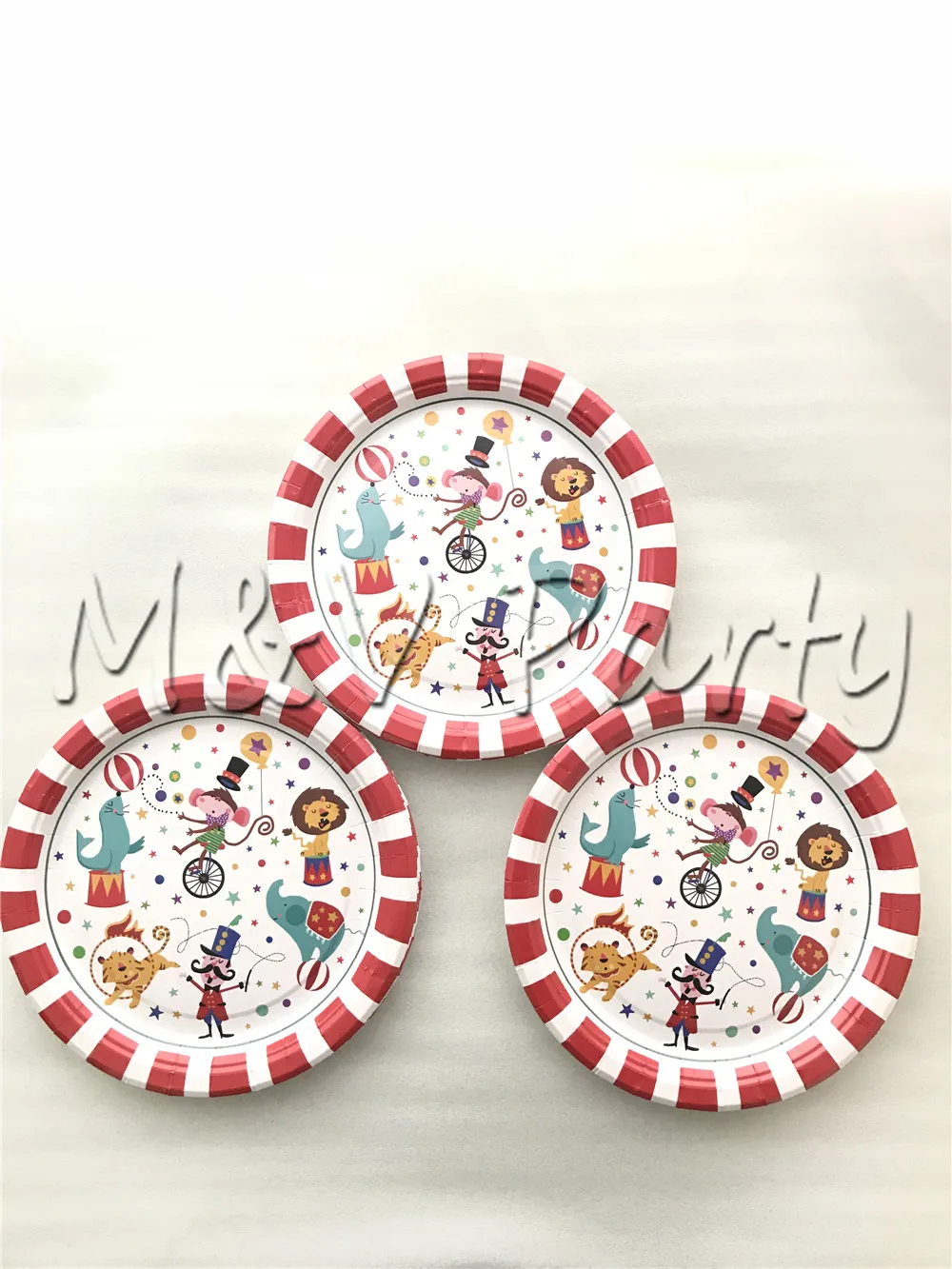 60pcs/lot Cartoon Creative Circus Theme Birthday Party Tablewear Set Disposable 30pcs Plates 30pcs Cups Circus Party Supplies