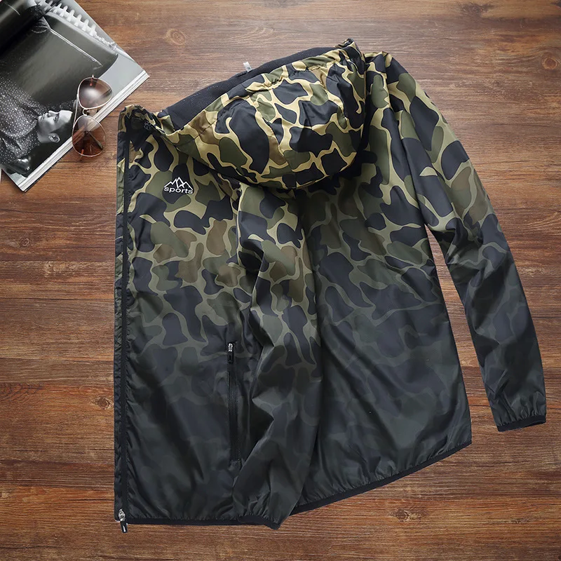 Ветровка мужская камуфляжная свободная с капюшоном 7XL 8XL 6XL 5XL 4XL 2019|Куртки| |