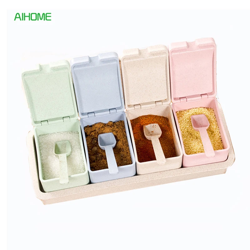

1 Set Spice Bottle Pepper Sugar Salt Condiment Bottles Seasoning Jar Kitchen Storage Box