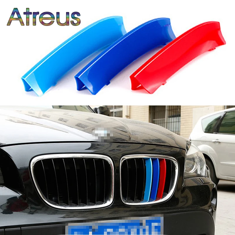 

3pcs Car Front Grille Trim Strips Cover Motorsport Stickers For BMW X5 E53 E70 F15 G05 2018 2019 M Power Performance Accessories