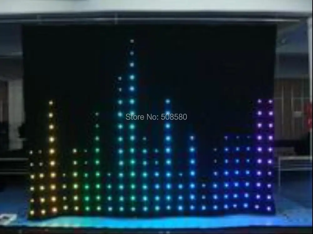 2 шт./лот, RGB 3x6 светодиодный LED видео шторы сценический костюм шт. SMD 352 огнестойкие велюр + контроллер Светодиодная завеса для зрелищных