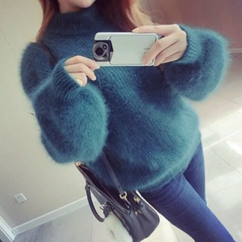 

Loose Women Mohair Sweater Autumn Winter Sweaters Women High Elastic Slim Warm Sweater Women Elegant Knitted Pullover