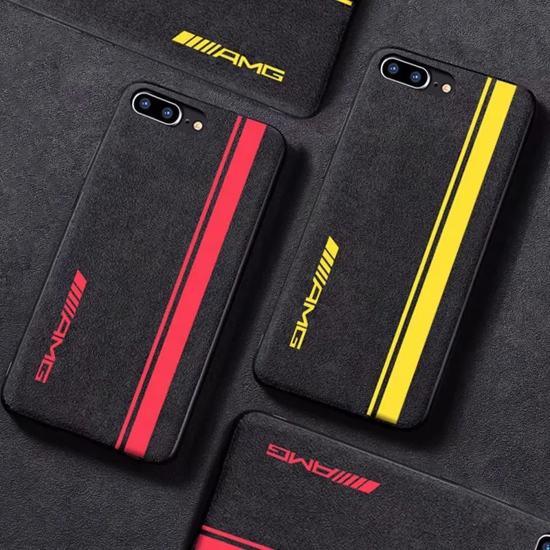 

Hot Motorsport M Track embroidery case for iphone X 6 6S 7 8 plus XR XS Max AMG Luxury car leather cover soft matte couqe capa