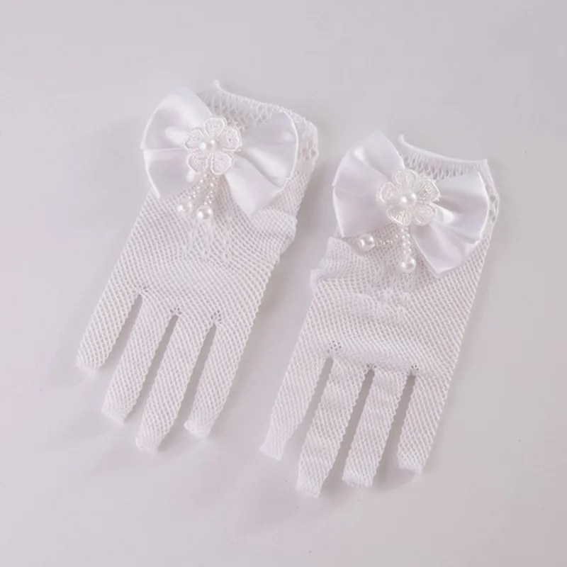 Infant Baby Elbow Pageant Dance Birthday Party Pink White Wedding Gloves