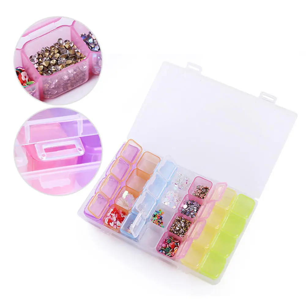 

Colorful Nail Art Storage Case Rhinestones Gems Accessories Transparent Display Empty Container For beads Organizer Box