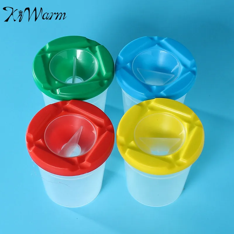 KiWarm 2Pcs/set Children Paint Brush Non Spill Pot Artist Paint Brush