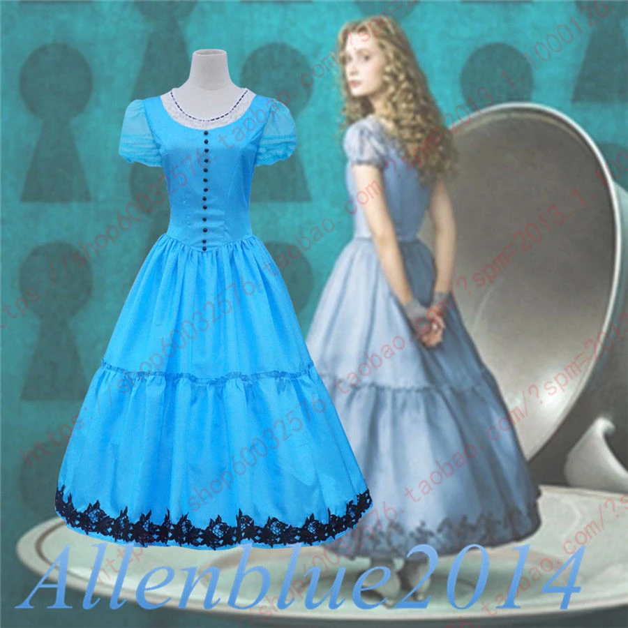 Robe Alice Au Pays Des Merveilles Film Robe de Cosplay de Tim burton's Alice au pays des merveilles, tenue de  scène bleue pour Halloween | AliExpress