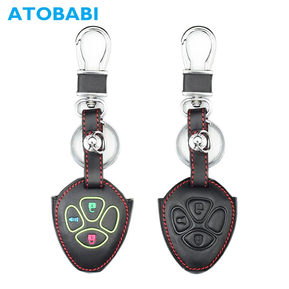 

Genuine Leather Car Key Case Luminous Remote Key Cover Keychain Accessories for Toyota Matrix RAV4 Venza Yaris 4Runner 2018 2017