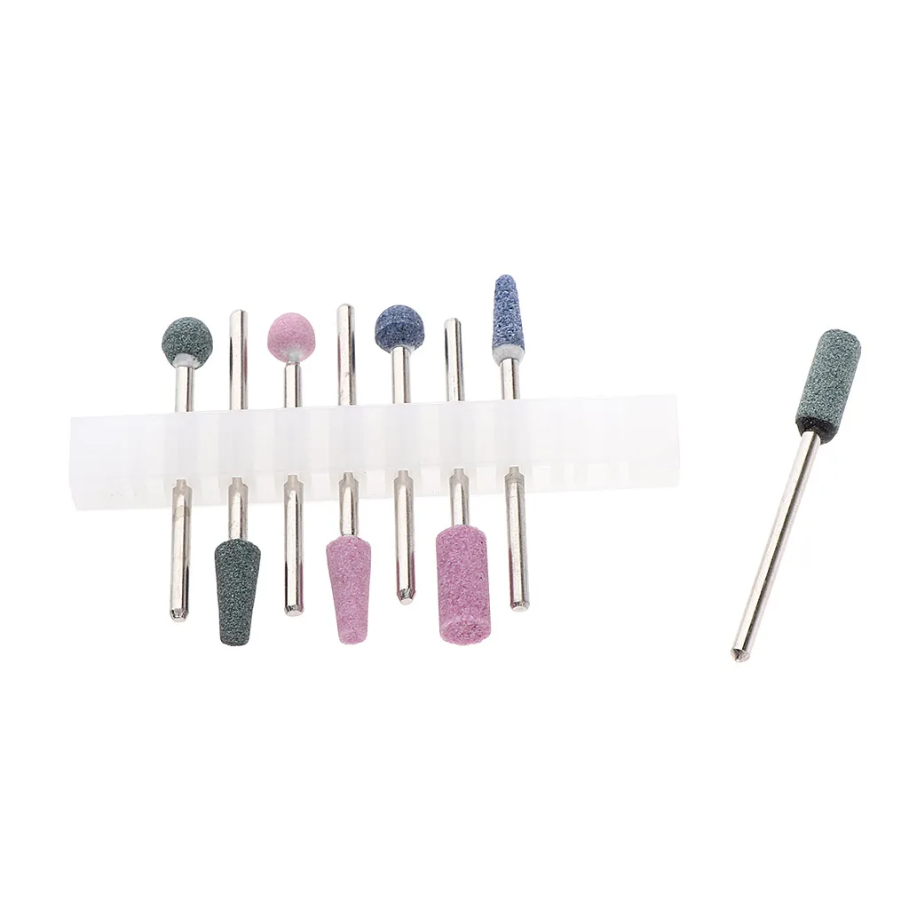 

8Pcs Cuticle Nail Drill Bits Set Emery Quartz Nail Files Bit Grinding Head Manicure Pedicure Tools 3/32’’