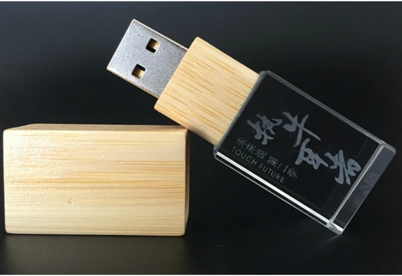 Деревянный Кристальный USB флэш-накопитель персональный фото логотип 4 ГБ 8 ГБ 16 ГБ 32 ГБ USB 2,0 Флешка Пользовательский логотип для свадебных подарков