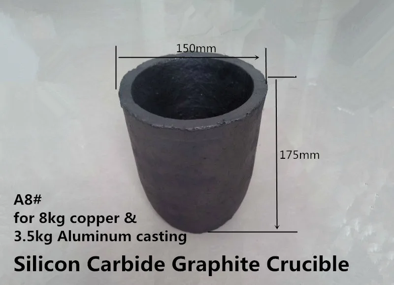 

A8# Silicon Carbide Graphite Crucible for 8kg copper & 3.5kg aluminum casting melting crucible /Pouring brass Crucible