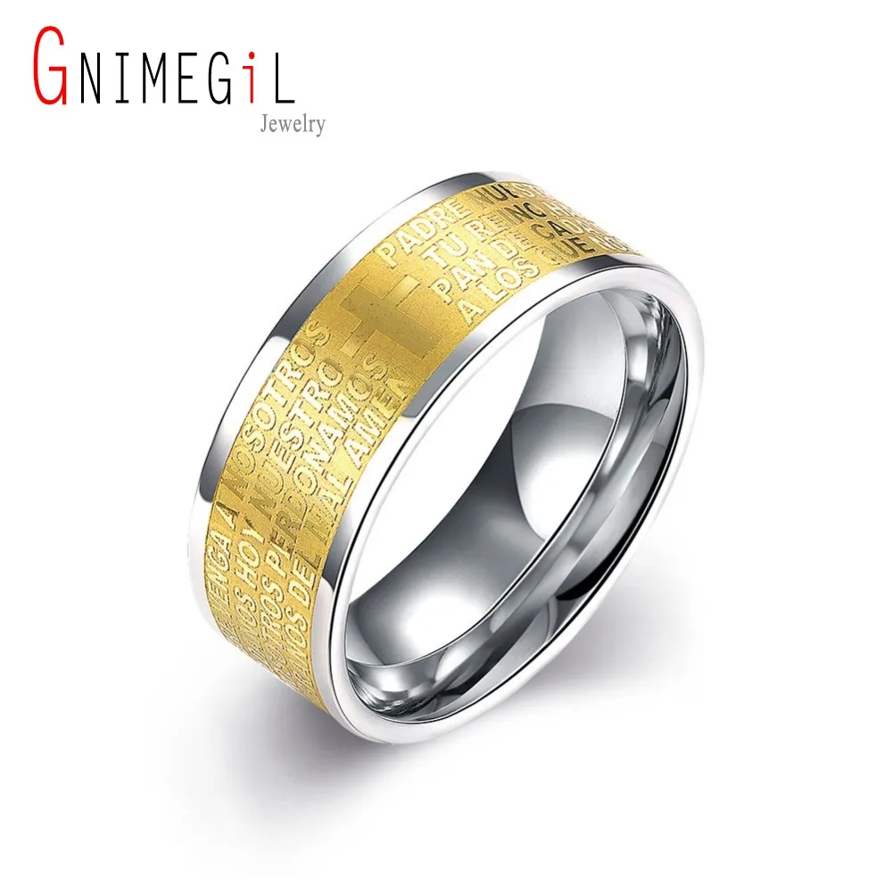GNIMEGIL Brand Jewelry Titanium Steel Religion Golden Holy Bible Prayer