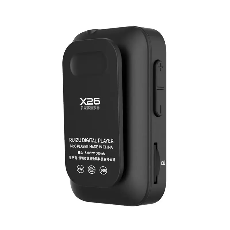 Мини RUIZU X26 клип Bluetooth MP3 плеер 8 GB Спорт mp3 плеер с Регистраторы FM радио Поддержка карты памяти+ повязки