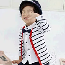 Baby Boys Girls Clothes Outerwear Black And White Striped Tops Long sleeve Buttons Cardigan Jacket Coat Children Kids Blouses