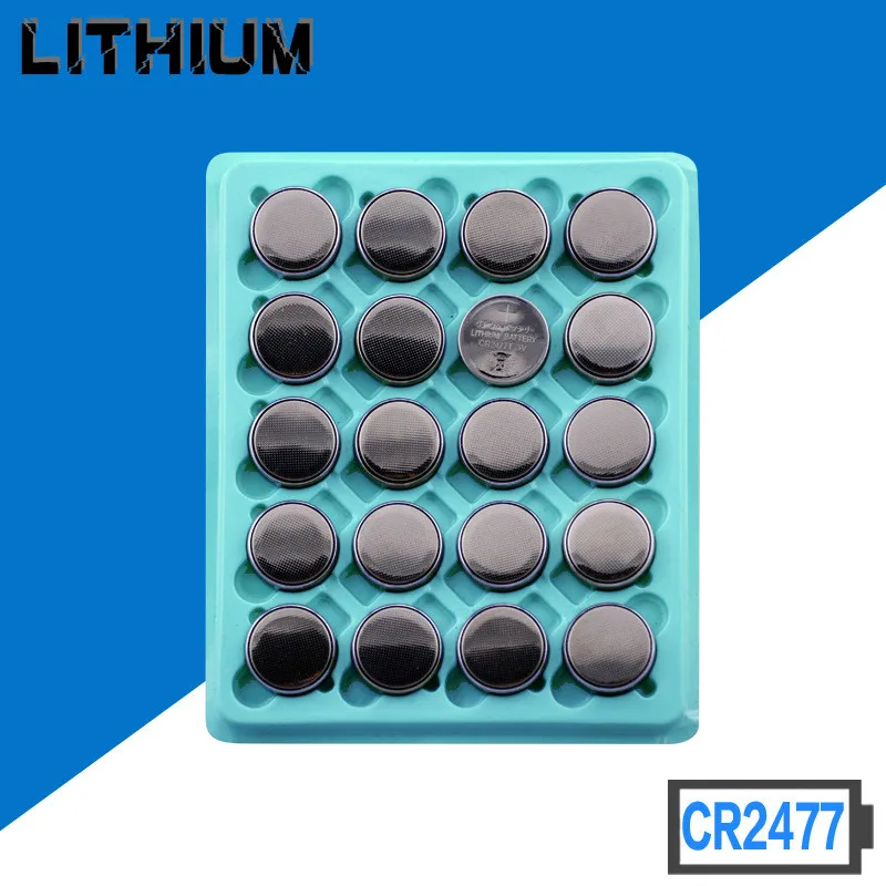Free shipping High quality 3V CR2477 1000mAh Lithium Button Coin Battery for watches doorbell Hearing aid calculator 20pcs/lot