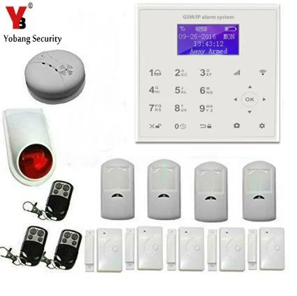 

Yobang Security APP Control Touch Key WIFI GSM GPRS Alarm System Wireless Home Security Smoke Detector PIR Motion Sensor