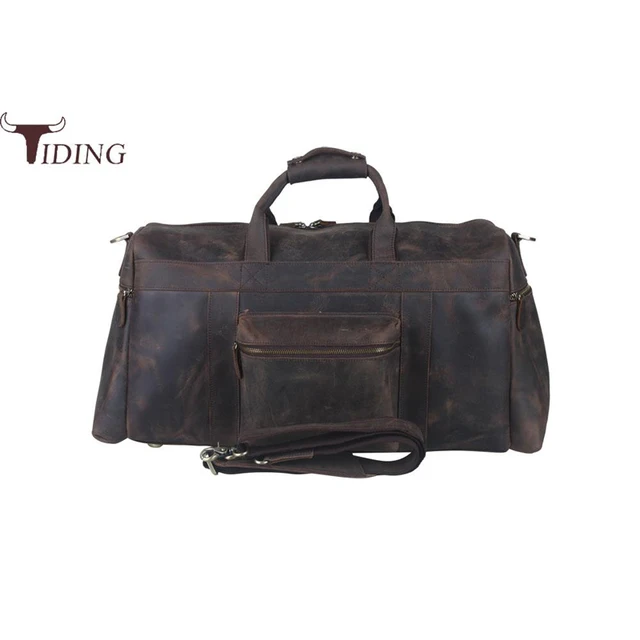 Tiding Luxury Large Crazy Horse Leather Mens Travel Bag Vintage Tiding Luxury Large Crazy Horse Leather Mens Travel Bag Vintage Duffle Brand Luggage Tote