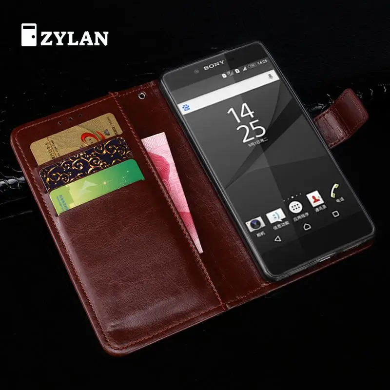 

ZYLAN Brand Leather Flip Cover Stand Case For Sony Xperia Z5 Premium Quality Ultra-Slim Cases & Strap & Stylus