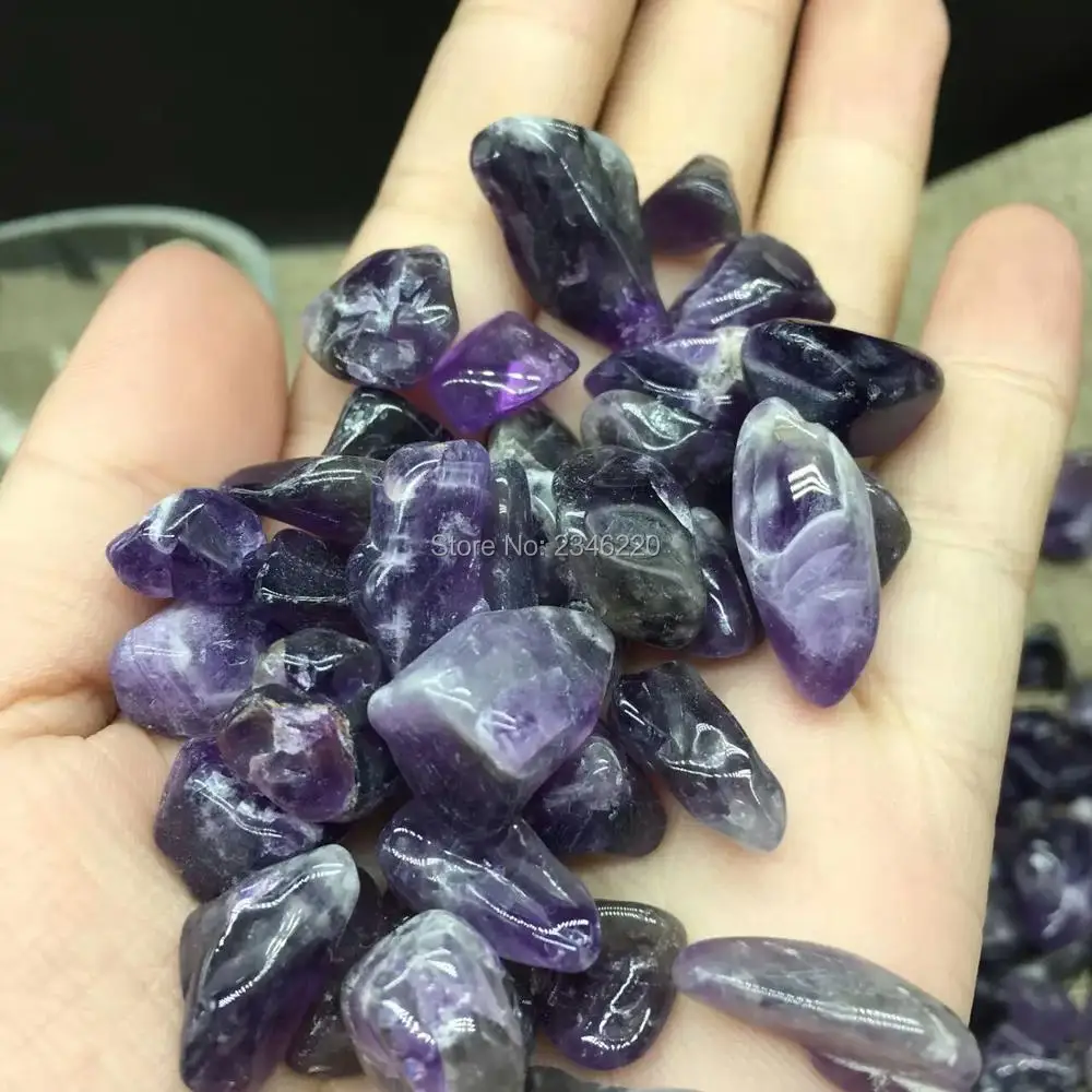 200g Assorted Natural Amethyst Tumbled Stone Gravel Beads Chakra