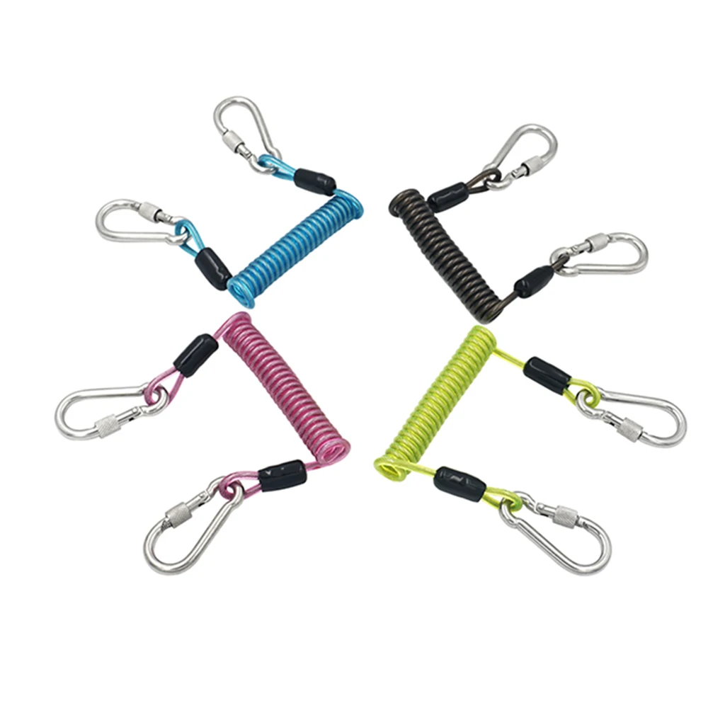 Scuba Diving Dive 10cm Spiral Spring Coil Snap Clip Lanyard Safety Emergency Gear for Outdoor Climbing Underwater Photography