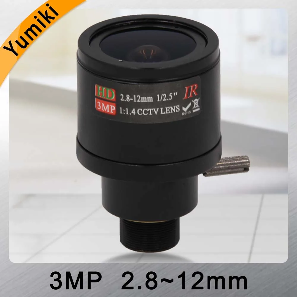 

Yumiki 3.0 Megapixel fixed iris HD CCTV camera lens 2.8-12mm/varifocal IR HD security camera lens/manual zoom & focus M12 F1.4