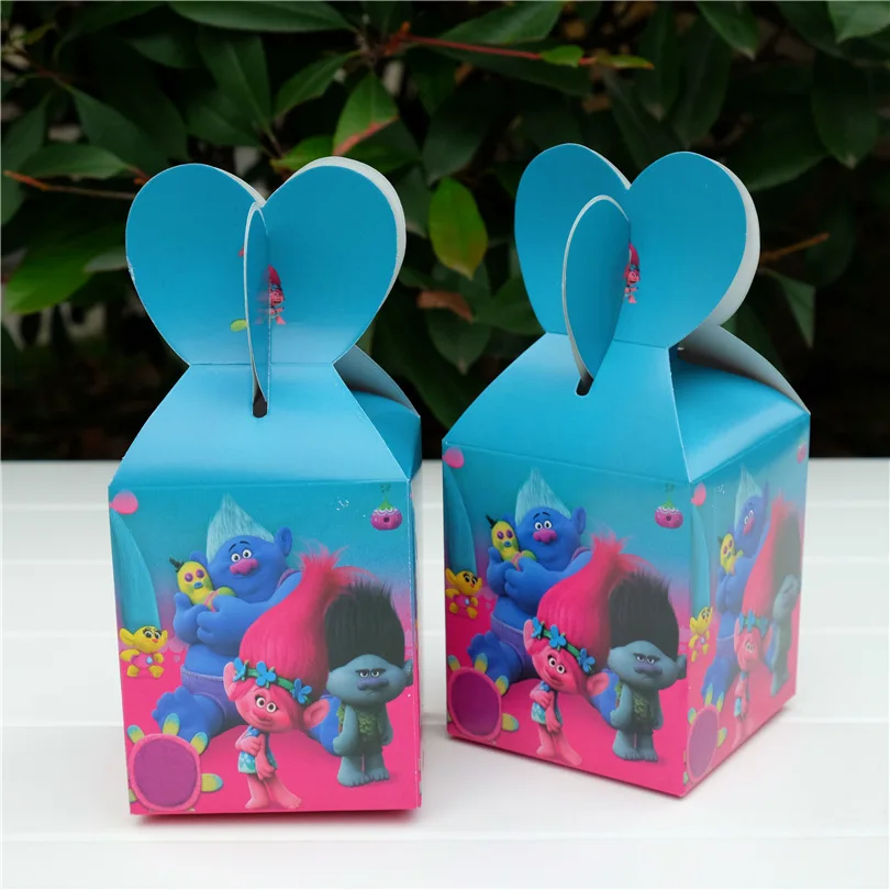 12 X Trolls Caja de regalo Caja de dulces de cumpleaños para niños