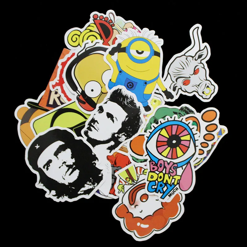 hot sell 10Pcs /Style C Pvc Waterproof Cartoon Style Funny Laptop Stickers For Laptop Skateboard Luggage Decal PC Sticker