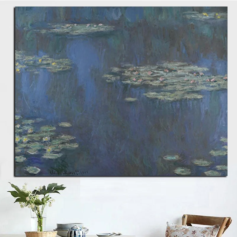 Print Wall Art Canvas Claude Monet Water Lily Pond Oil Painting Lotus Oil Painting Impressionist Poster Picture for Living Room
