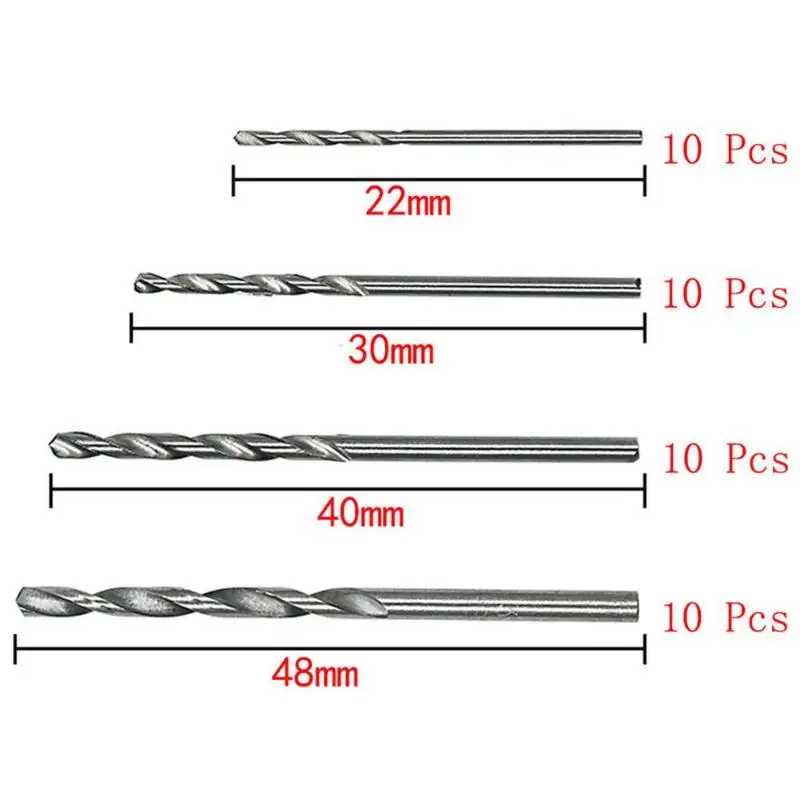 40 шт. сверла с титановым покрытием из быстрорежущей стали HSS набор сверл 0,5-2,0 мм HSS электроинструменты