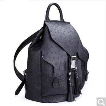 

fasiqi Ostrich leather Double shoulder bag large volume double shoulder backpack rare leather travel men backpack