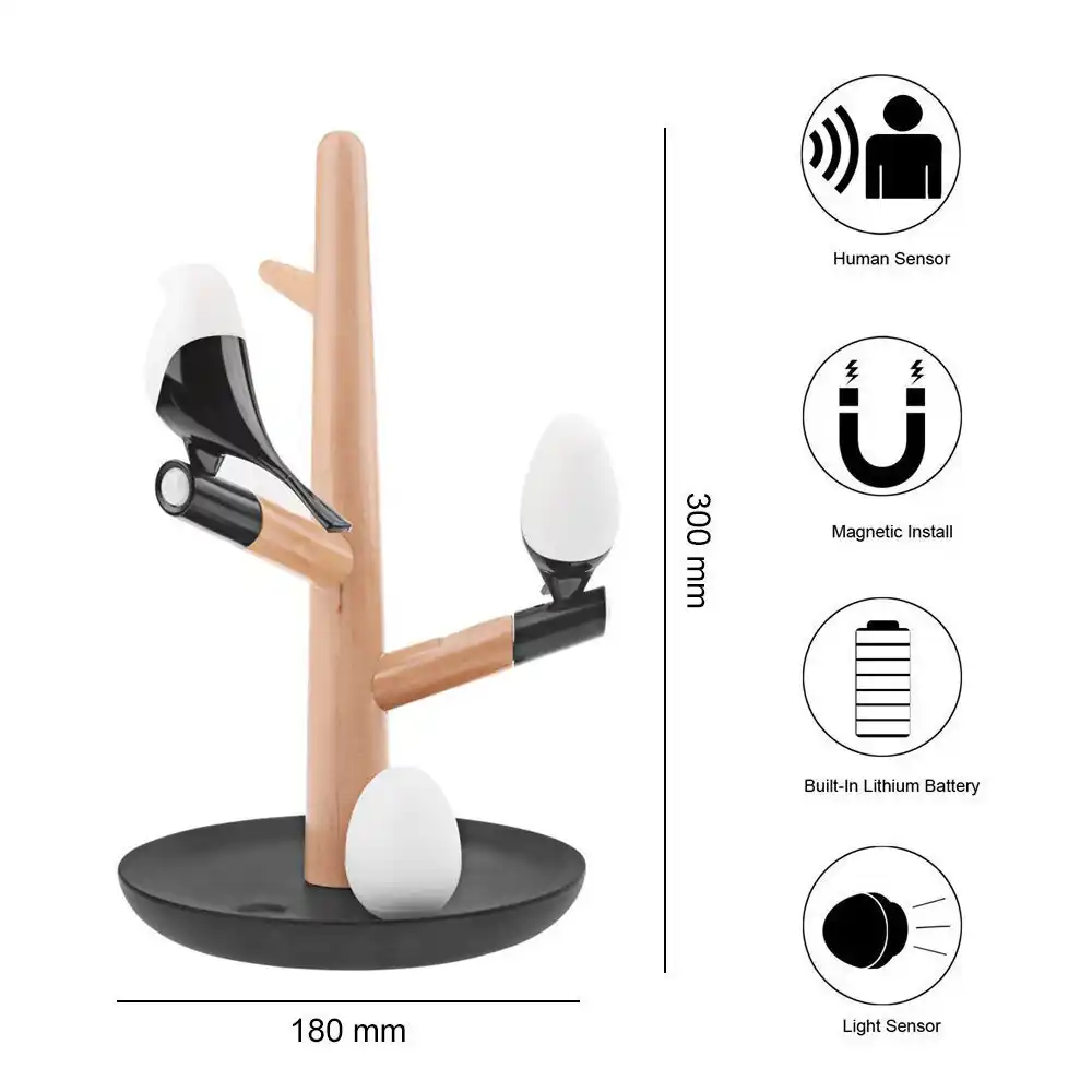 Chiclits Magpie Led Night Light Usb Human Control Sensor Lamp Wall