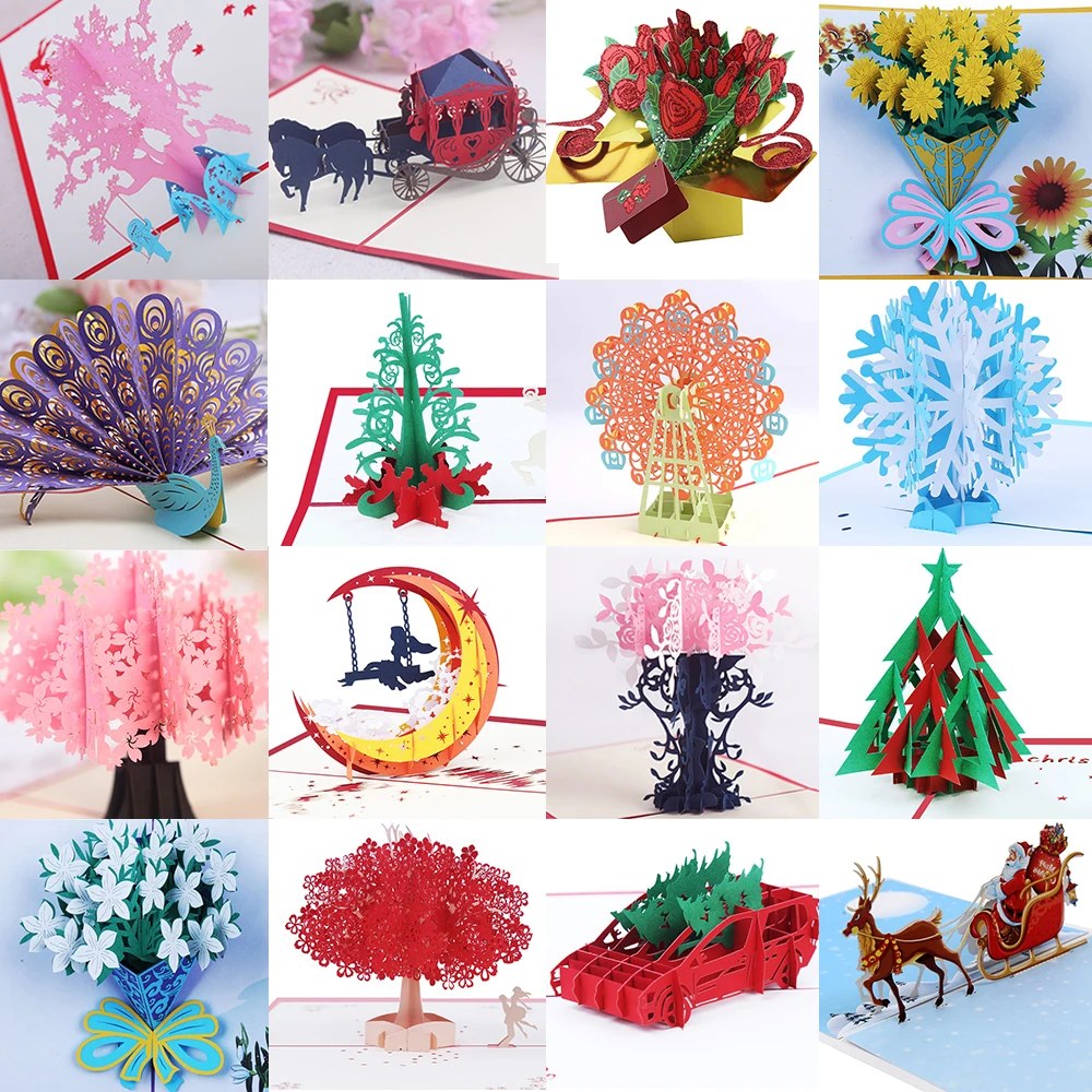 

3D Pop Up Greeting Card Wedding Birthday Valentine's Day Anniversary Christmas Gifts